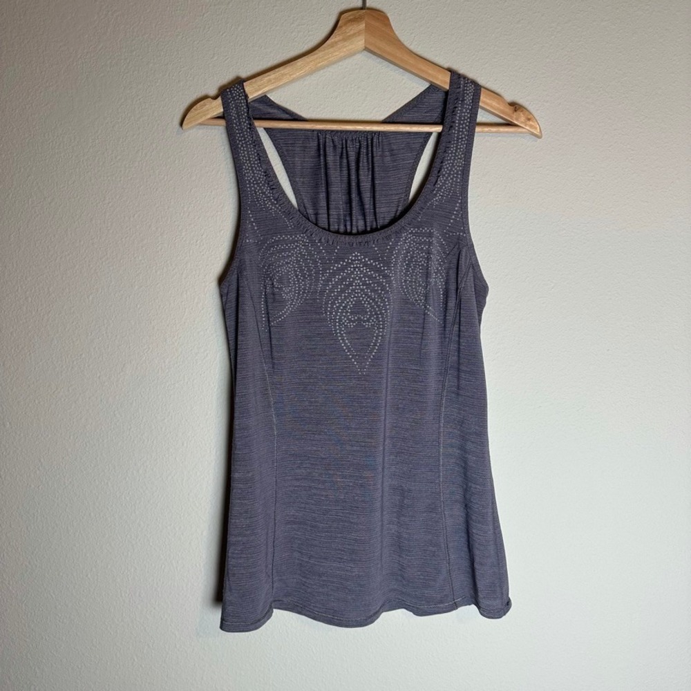 Lululemon‎ Racerback Tank Top Purple Heathered Dot Pattern Size 4 Pocket